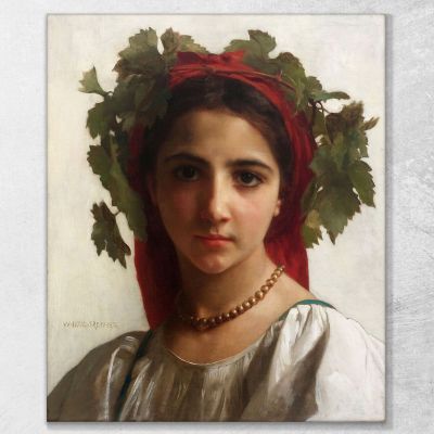 Young Girl Crowned With Vines William Bouguereau wbg55 canvas print 