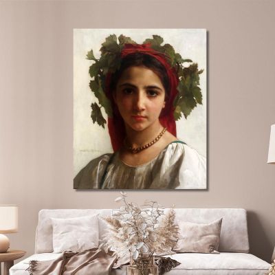 Young Girl Crowned With Vines William Bouguereau wbg55 canvas print 