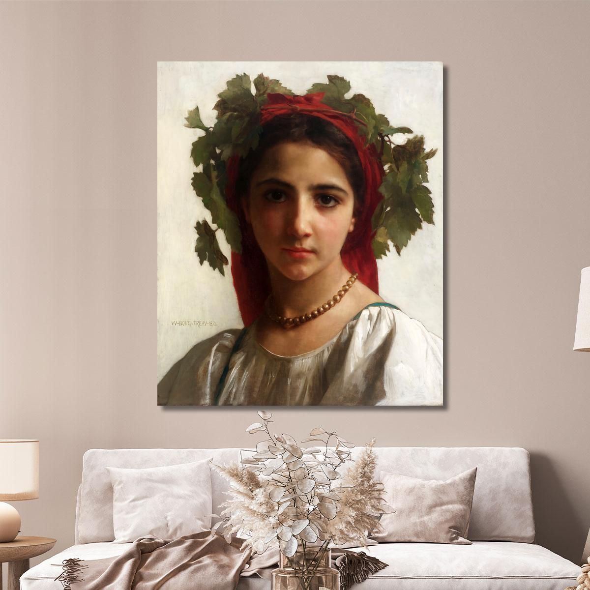 Young Girl Crowned With Vines William Bouguereau wbg55 canvas print 