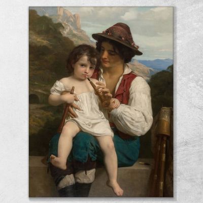 The Flute Lesson William Bouguereau wbg65 canvas print 