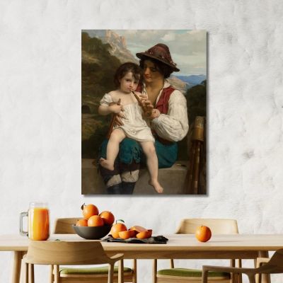 The Flute Lesson William Bouguereau wbg65 canvas print 