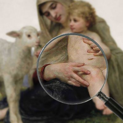 The Virgin And The Lamb William Bouguereau wbg75 canvas print
