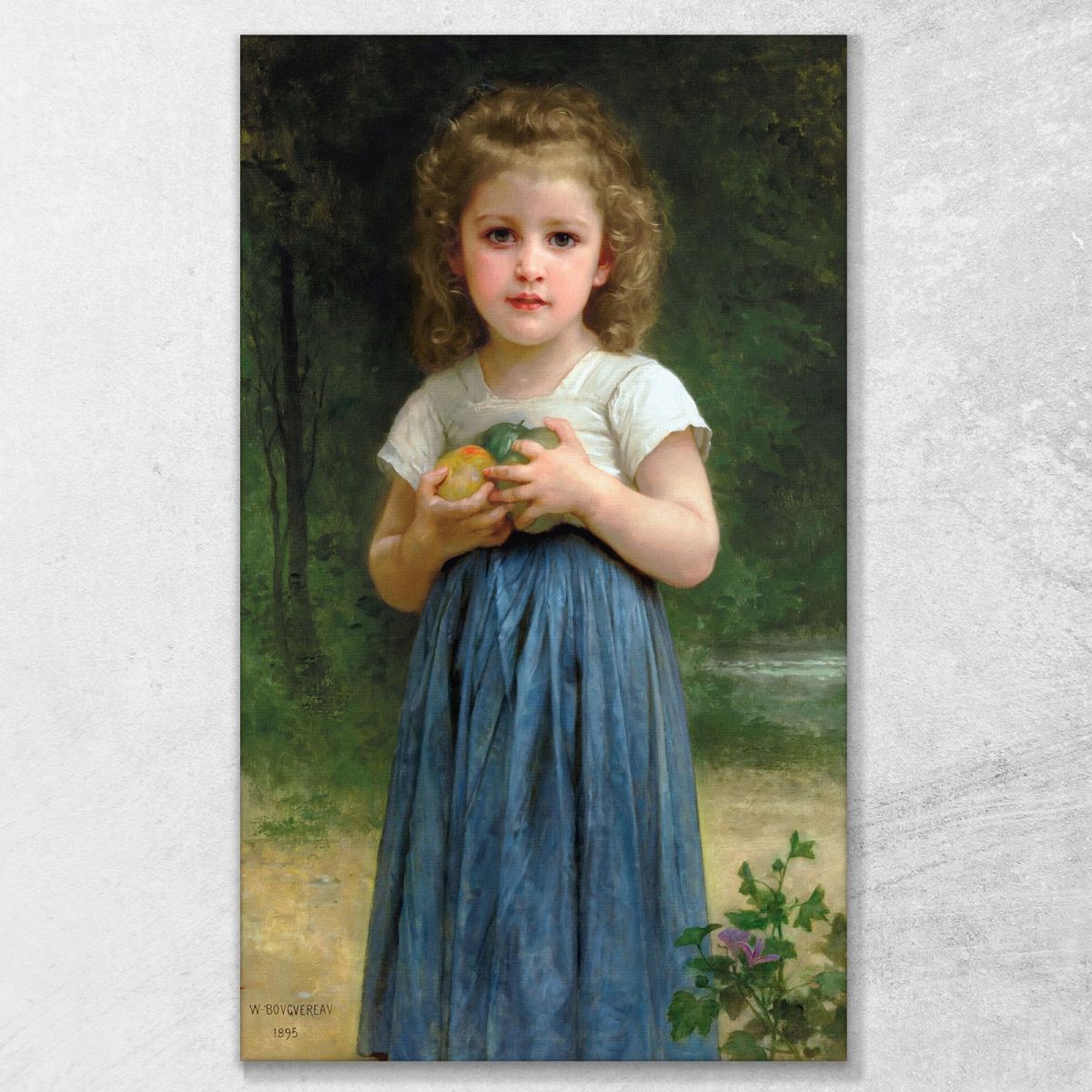 Little Girl Holding Apples In Hands William Bouguereau wbg125 canvas print 