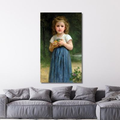 Little Girl Holding Apples In Hands William Bouguereau wbg125 canvas print 