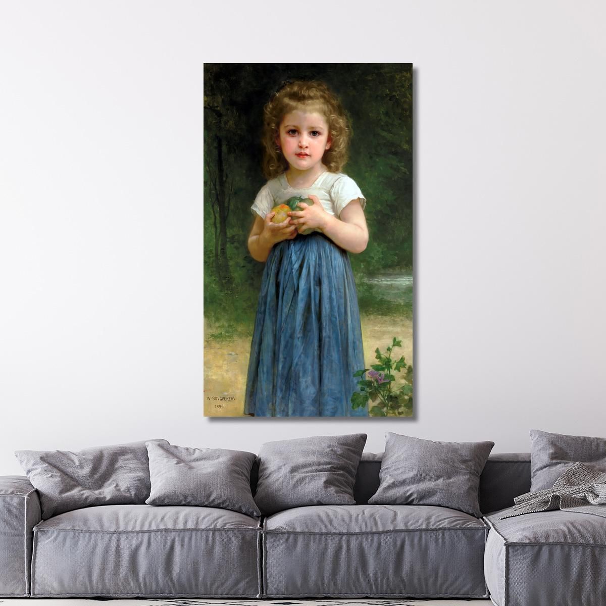 Little Girl Holding Apples In Hands William Bouguereau wbg125 canvas print 