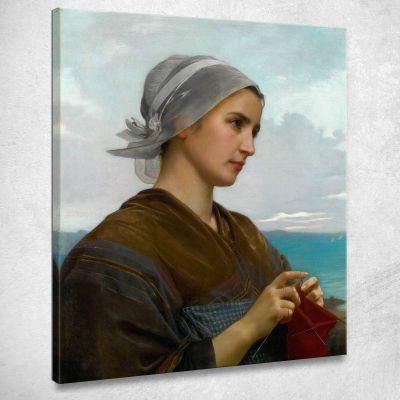Breton Knitter William Bouguereau wbg174 canvas print 
