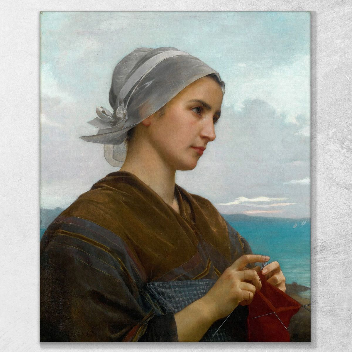 Breton Knitter William Bouguereau wbg174 canvas print 