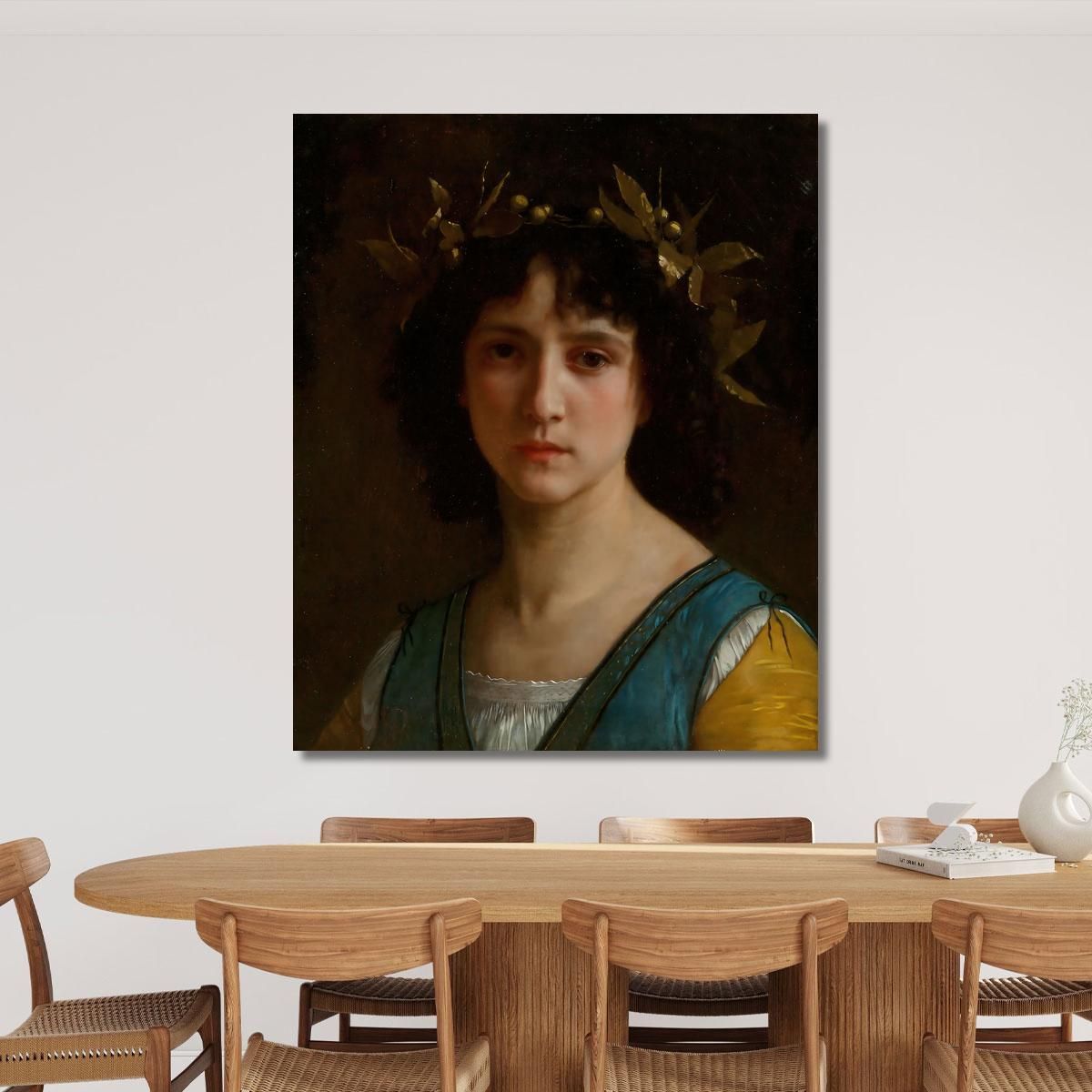 Italian Head With A Laurel Wreath William Bouguereau wbg175 canvas print 