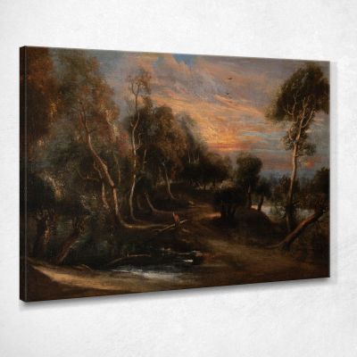 A Wooded Landscape At Sunset Peter Paul Rubens ppr9 canvas print 