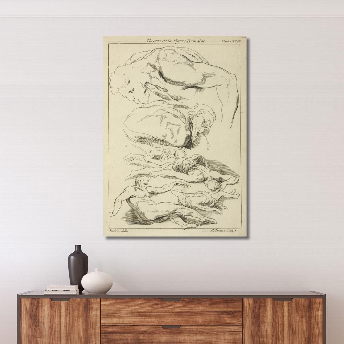 Six Studies Of Male Figures In Various Prone And Supine Positions Peter Paul Rubens ppr174 canvas print 