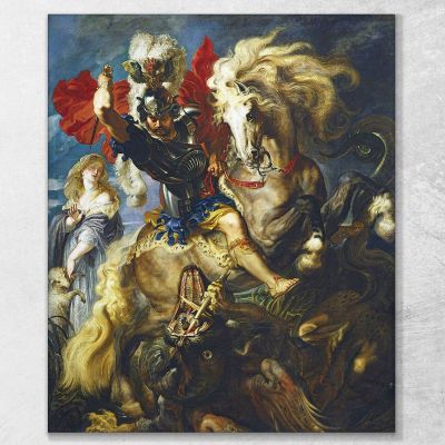 St George Battles The Dragon Peter Paul Rubens ppr175 canvas print 