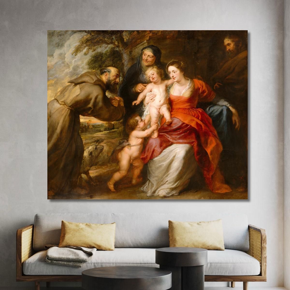 The Holy Family With Saints Francis And Anne And The Infant Saint John The Baptist Peter Paul Rubens ppr249 canvas print 