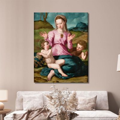 Madonna And Child With Saint John The Baptist Agnolo Bronzino abz8 canvas print 