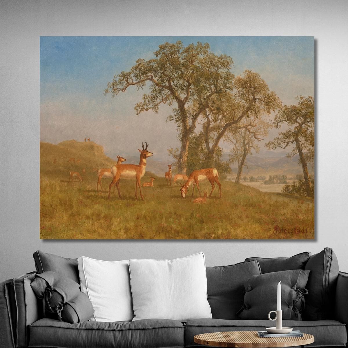 Grazing Antelope Albert Bierstadt abr30 canvas print 