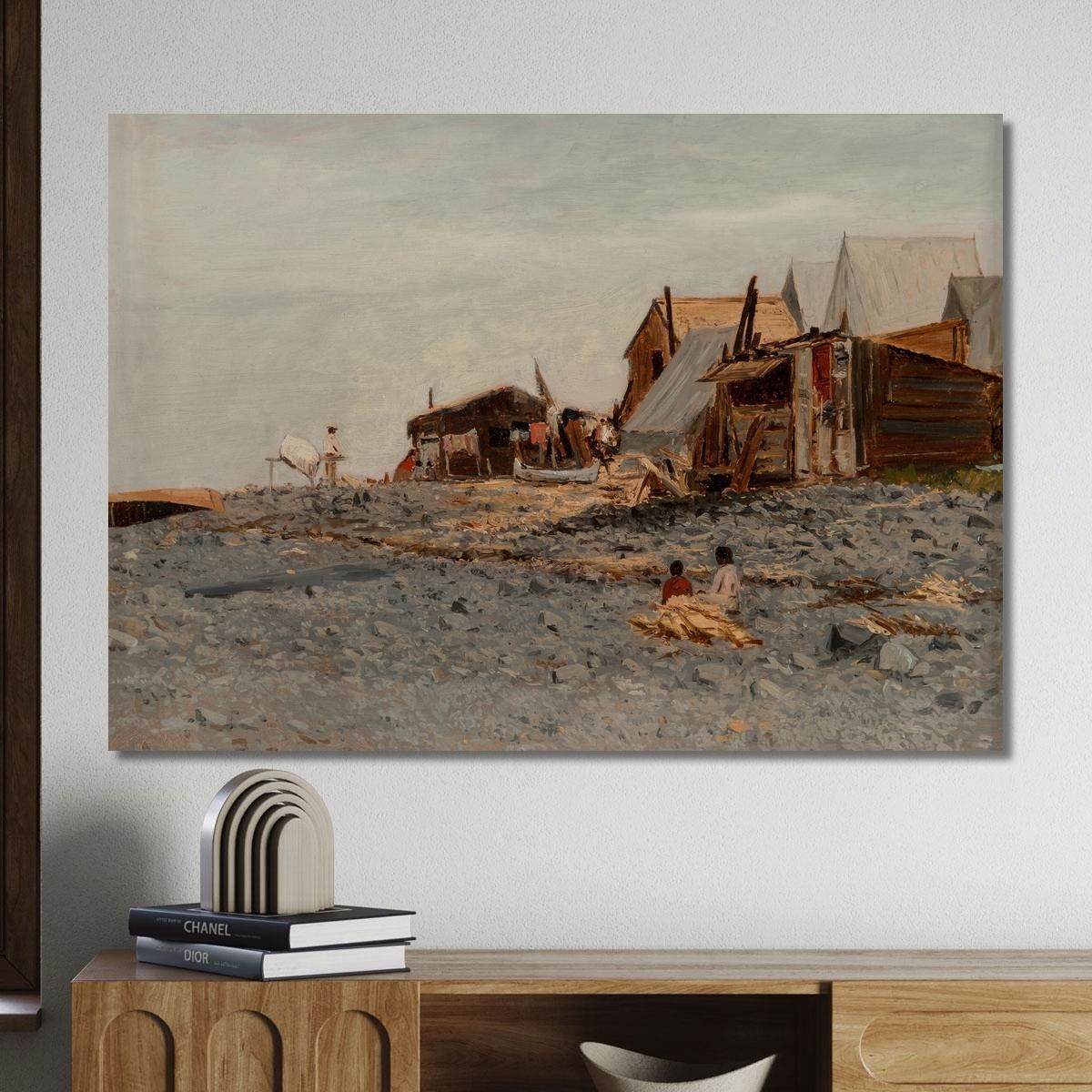 Salmon Fishery Village Albert Bierstadt abr87 canvas print 