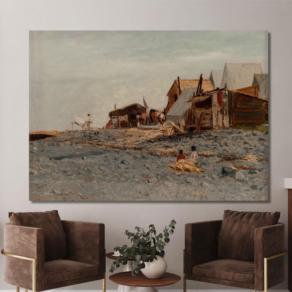 Salmon Fishery Village Albert Bierstadt abr87 canvas print 