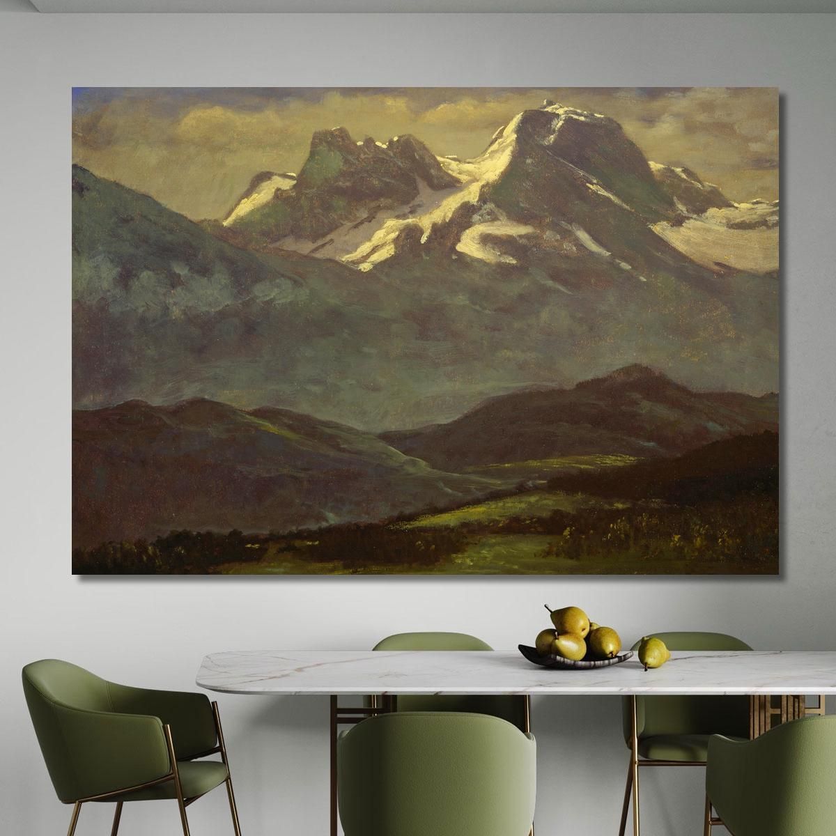 Summer Snow On The Peaks Or Snow Capped Mountains Albert Bierstadt abr99 canvas print 