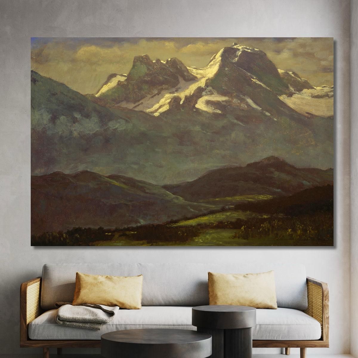 Summer Snow On The Peaks Or Snow Capped Mountains Albert Bierstadt abr99 canvas print 