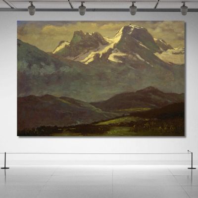 Summer Snow On The Peaks Or Snow Capped Mountains Albert Bierstadt abr99 canvas print 