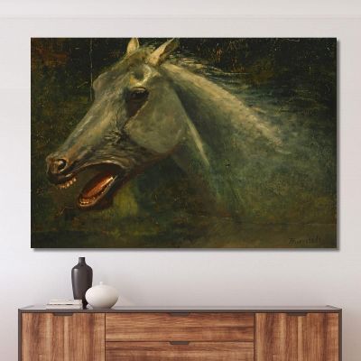 A Wild Stallion An Original Oil Sketch For The Last Of The Buffalo Albert Bierstadt abr141 canvas print 