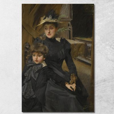 Fru Weguelin Med Son Mrs Weguelin And Her Son Anders Zorn azn22 canvas print 