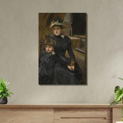 Fru Weguelin Med Son Mrs Weguelin And Her Son Anders Zorn azn22 canvas print 