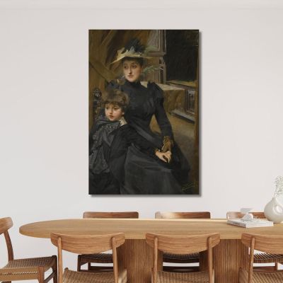 Fru Weguelin Med Son Mrs Weguelin And Her Son Anders Zorn azn22 canvas print 