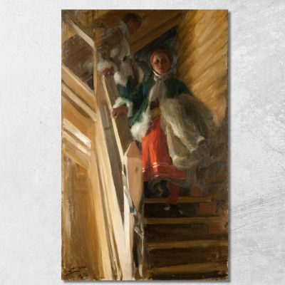 On The Attic Stairs Anders Zorn azn53 canvas print 