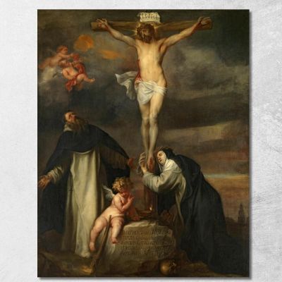 Christ On The Cross With Saint Catherine Of Siena Saint Dominic And An Angel Anthony van Dyck avd20 canvas print 