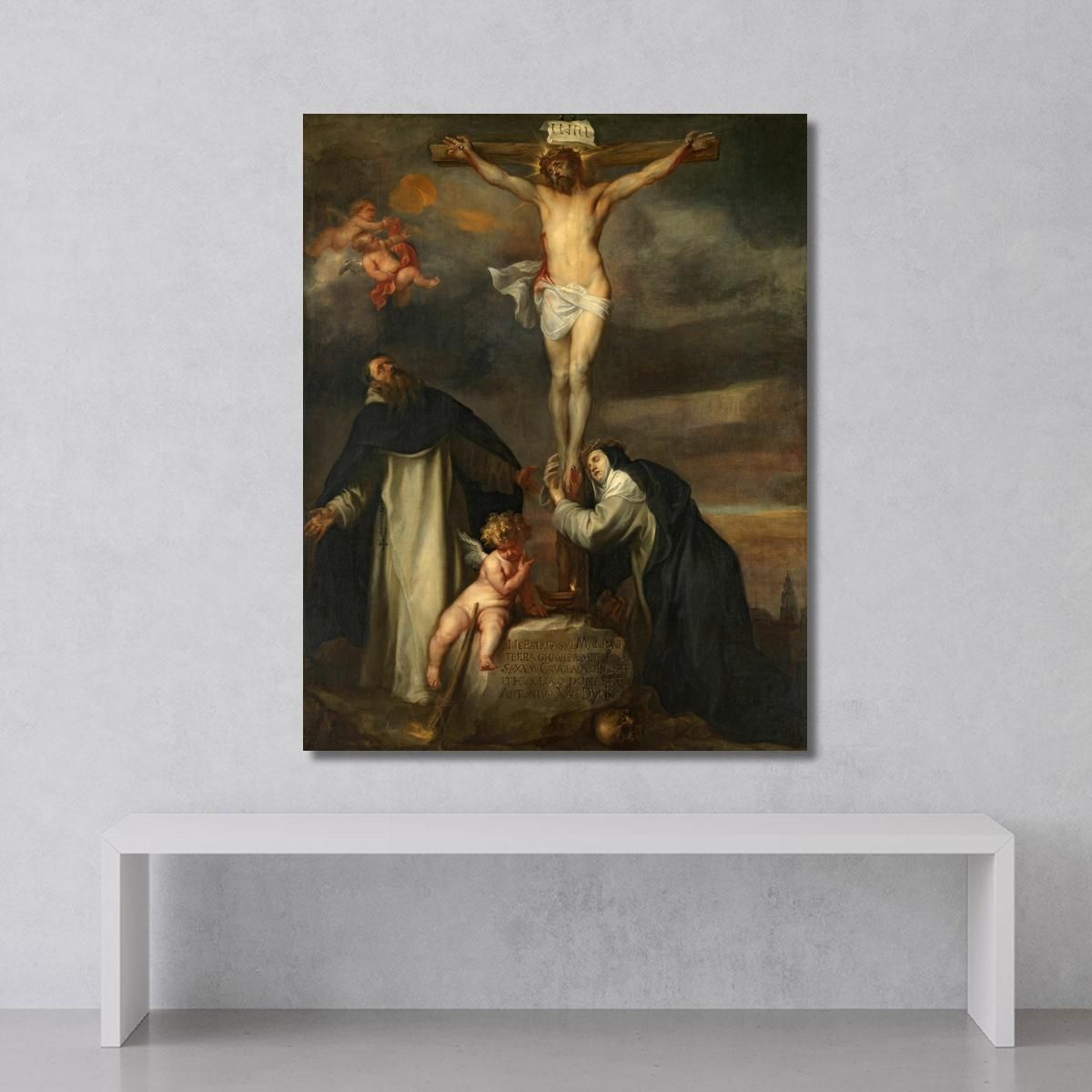 Christ On The Cross With Saint Catherine Of Siena Saint Dominic And An Angel Anthony van Dyck avd20 canvas print 