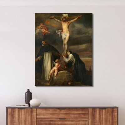 Christ On The Cross With Saint Catherine Of Siena Saint Dominic And An Angel Anthony van Dyck avd20 canvas print 