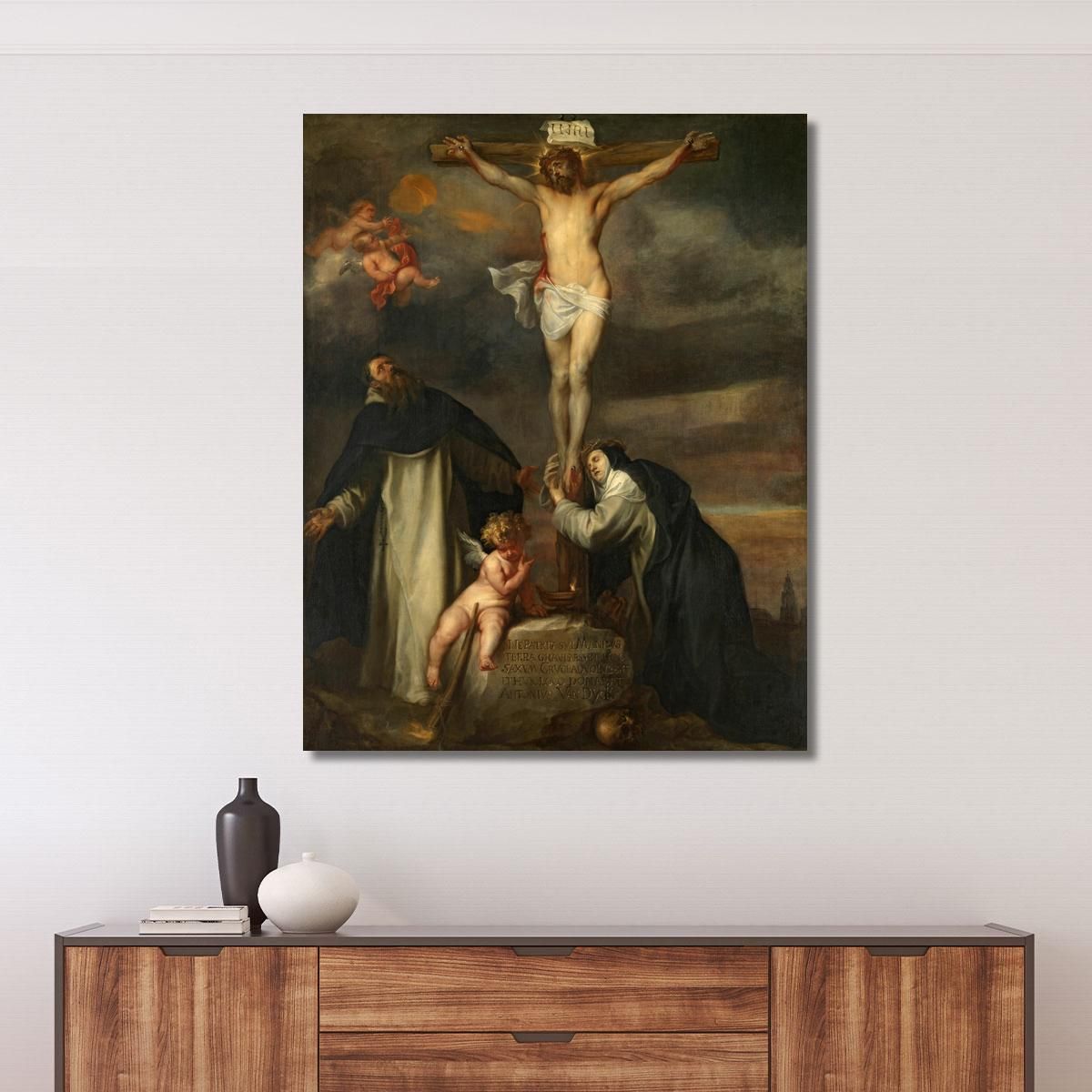 Christ On The Cross With Saint Catherine Of Siena Saint Dominic And An Angel Anthony van Dyck avd20 canvas print 