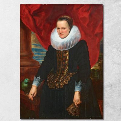 Portrait Of A Noblewoman With A Parrot Anthony van Dyck avd70 canvas print 