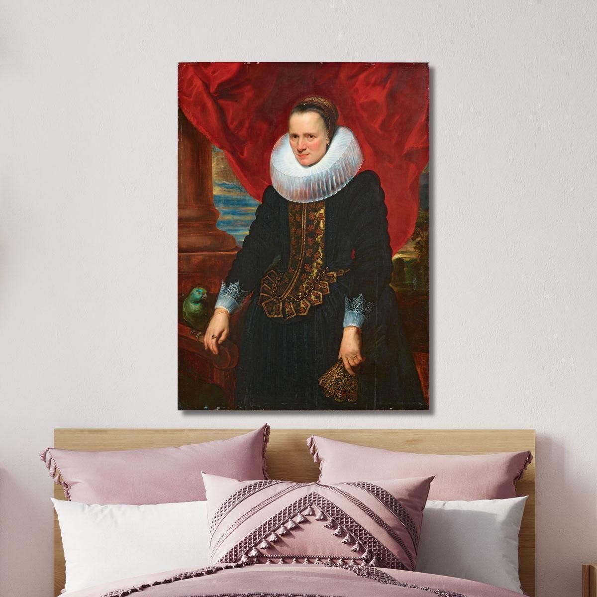 Portrait Of A Noblewoman With A Parrot Anthony van Dyck avd70 canvas print 