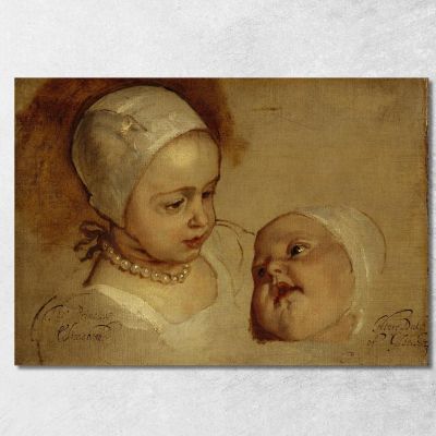 Princess Elizabeth And Princess Anne. Daughters Of Charles I Anthony van Dyck avd90 canvas print 