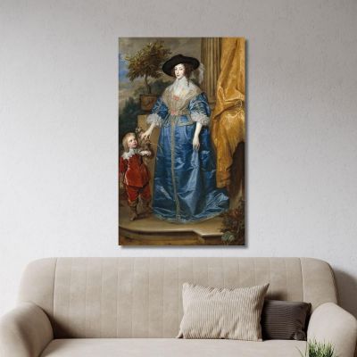 Queen Henrietta Maria With Sir Jeffrey Hudson Anthony van Dyck avd93 canvas print 