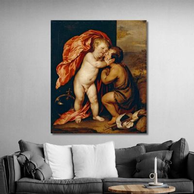 The Infants Christ And Saint John The Baptist Anthony van Dyck avd115 canvas print 