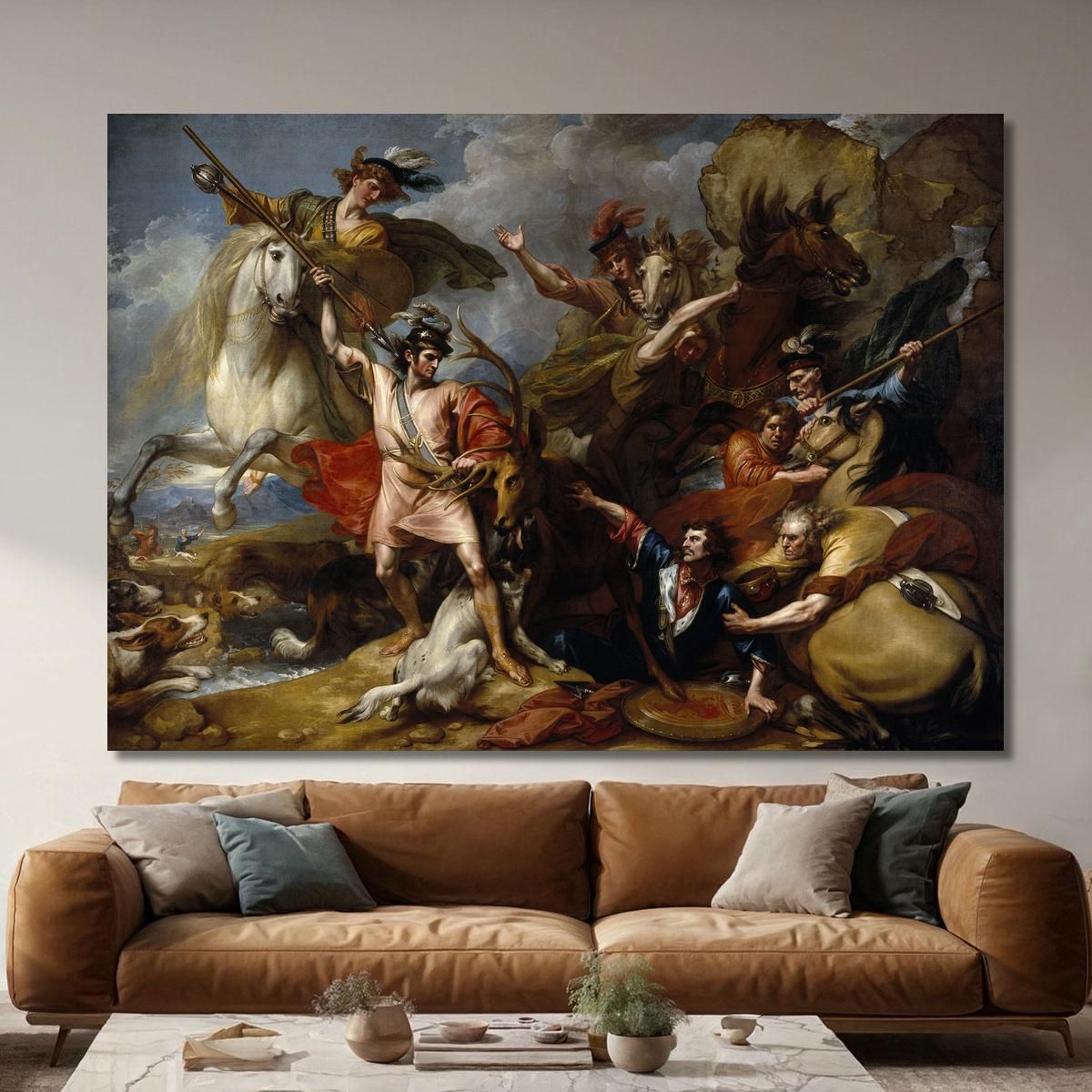 Alexander Iii Of Scotland Rescued From The Fury Of A Stag Benjamin West bwt4 canvas print 