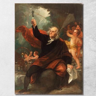 Benjamin Franklin Drawing Electricity From The Sky Benjamin West bwt5 canvas print 