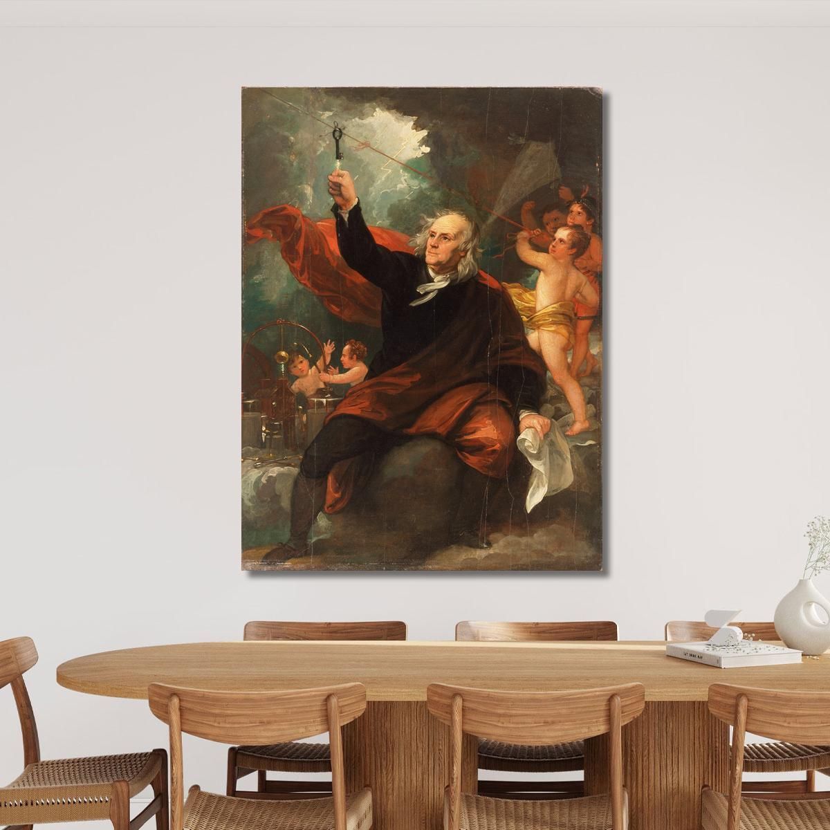 Benjamin Franklin Drawing Electricity From The Sky Benjamin West bwt5 canvas print 