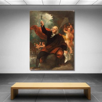 Benjamin Franklin Drawing Electricity From The Sky Benjamin West bwt5 canvas print 