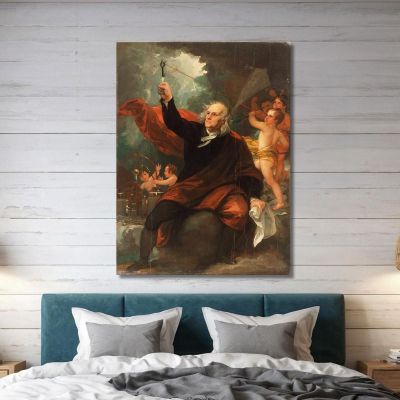 Benjamin Franklin Drawing Electricity From The Sky Benjamin West bwt5 canvas print 