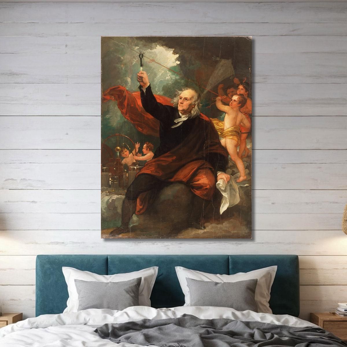 Benjamin Franklin Drawing Electricity From The Sky Benjamin West bwt5 canvas print 
