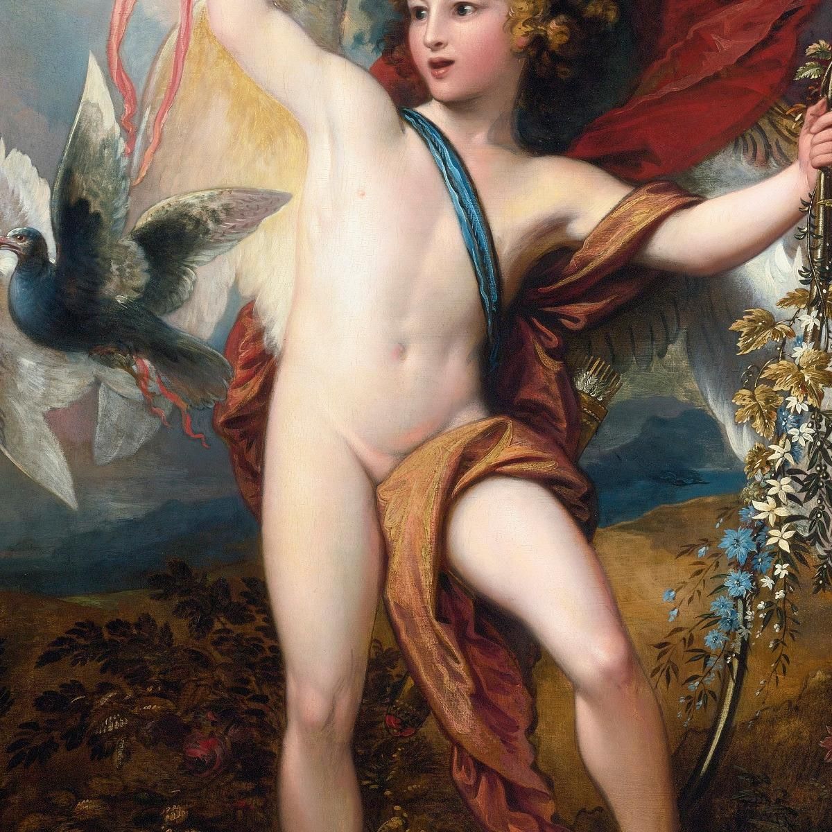 Cupid Releasing Two Doves Benjamin West bwt11 canvas print