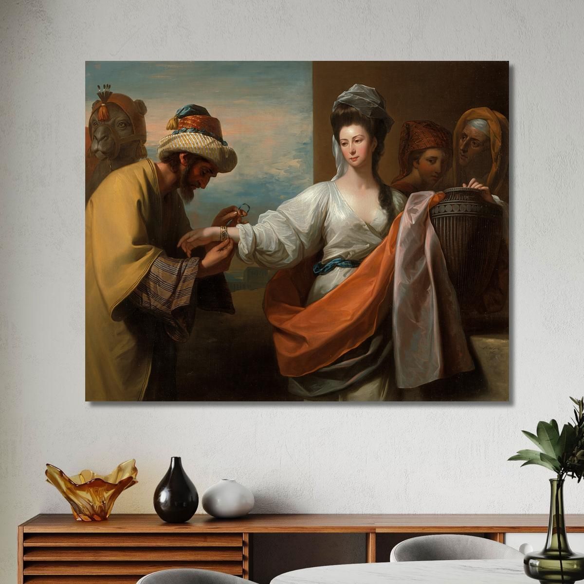 Isaac S Servant Tying The Bracelet On Rebecca S Arm Benjamin West bwt28 canvas print 