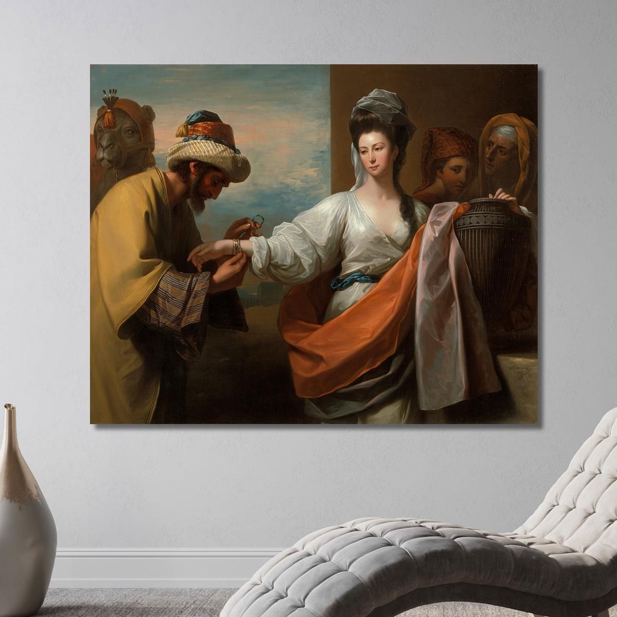 Isaac S Servant Tying The Bracelet On Rebecca S Arm Benjamin West bwt28 canvas print 