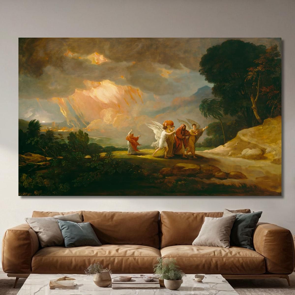 Lot Fleeing From Sodom Benjamin West bwt32 canvas print 