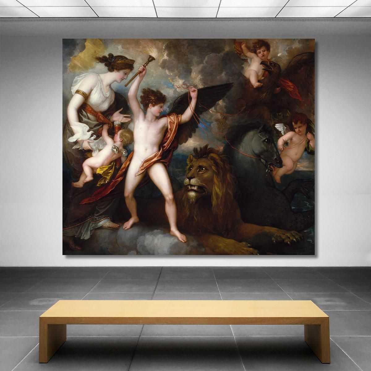 Omnia Vincit Amor Or The Power Of Love In The Three Elements Benjamin West bwt41 canvas print 