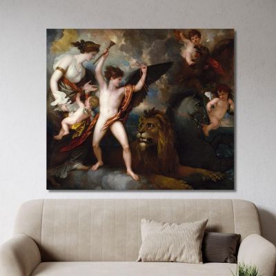 Omnia Vincit Amor Or The Power Of Love In The Three Elements Benjamin West bwt41 canvas print 