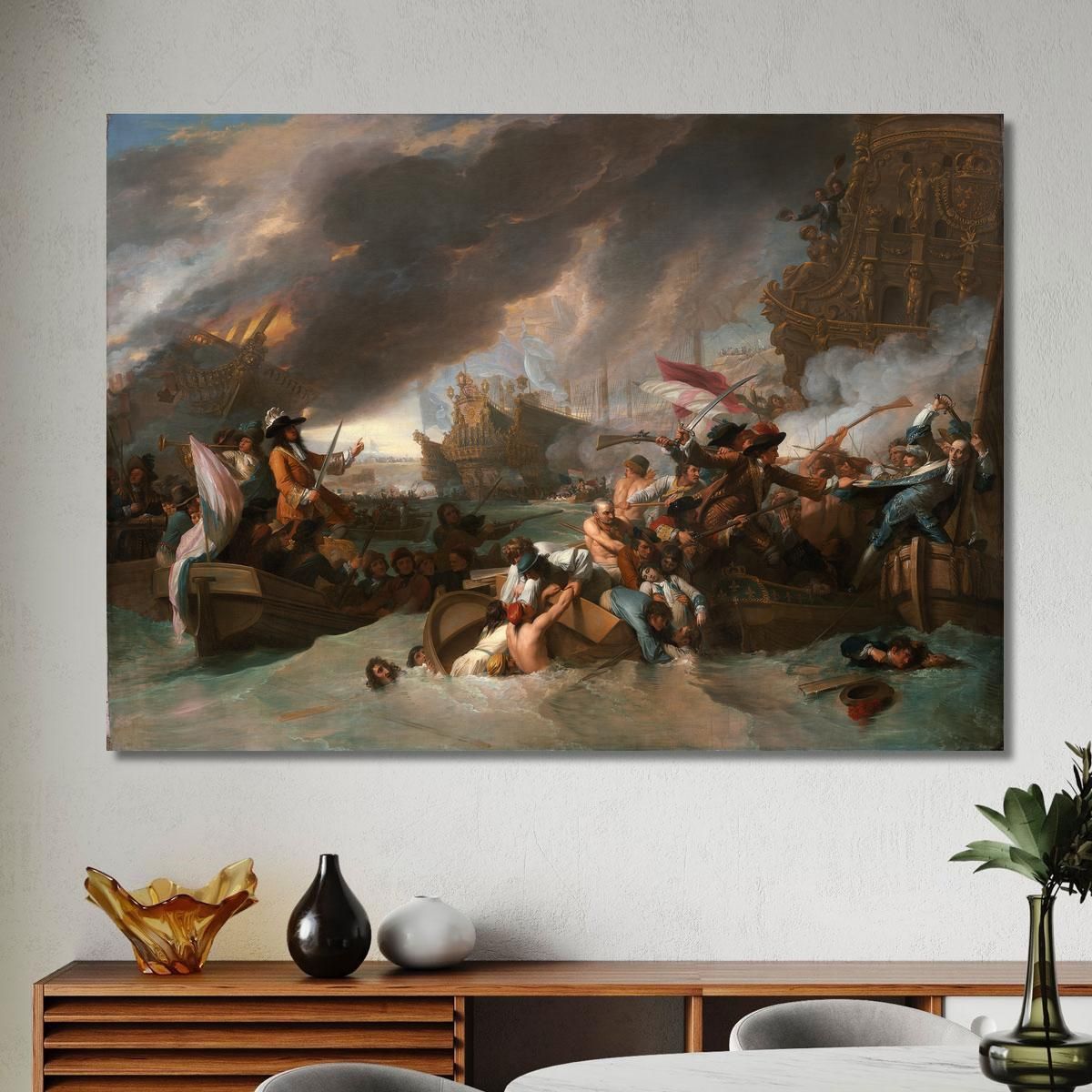 The Battle Of La Hogue Benjamin West bwt62 canvas print 